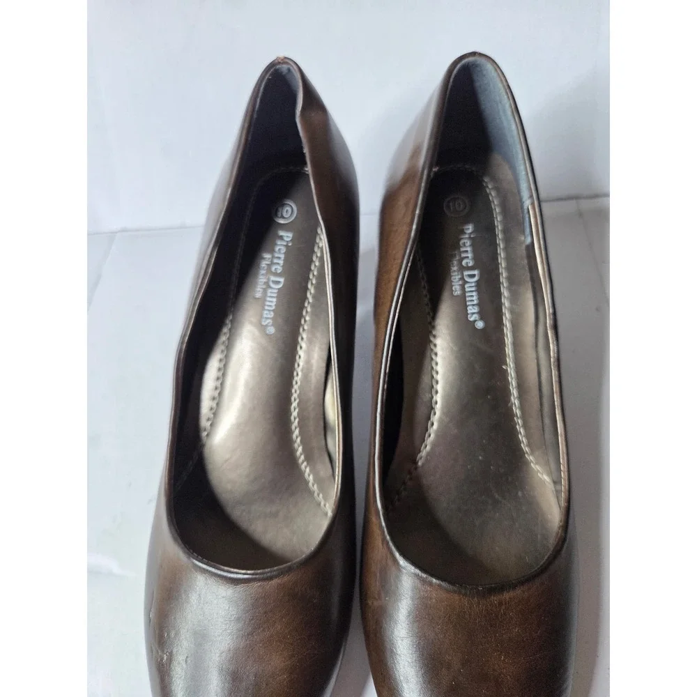 Pierre Dumas Flexibles Dexter-1 Brown Round Toe Block Heel Pumps Womens Size 10M